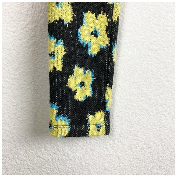 Motel Faline Crop Top In Cute Floral Black And Yellow Size Medium