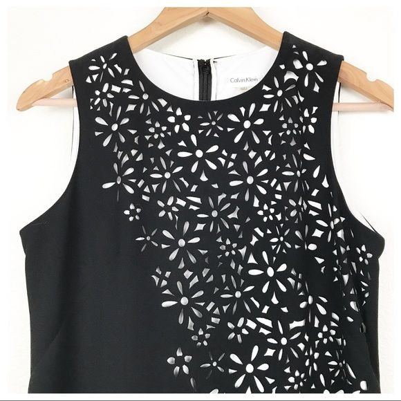 Calvin Klein Laser Floral Cutout Shift Dress Size 8P