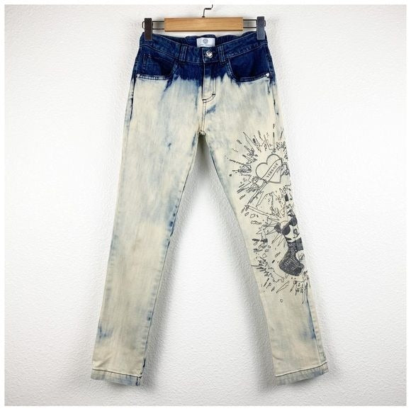 Young Versace Bleached Printed Jeans Size XXS