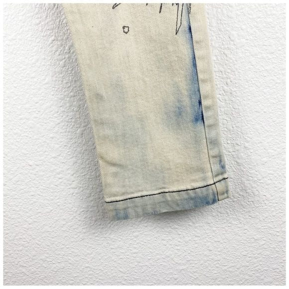 Young Versace Bleached Printed Jeans Size XXS