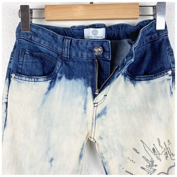 Young Versace Bleached Printed Jeans Size XXS
