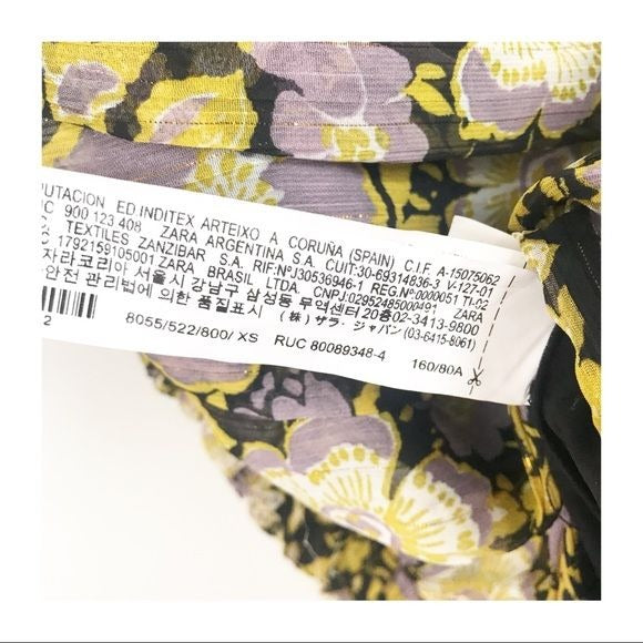 Zara NWT Floral Tiered One Shoulder Mini Dress Size XS