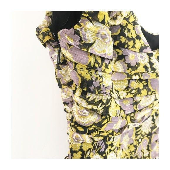 Zara NWT Floral Tiered One Shoulder Mini Dress Size XS