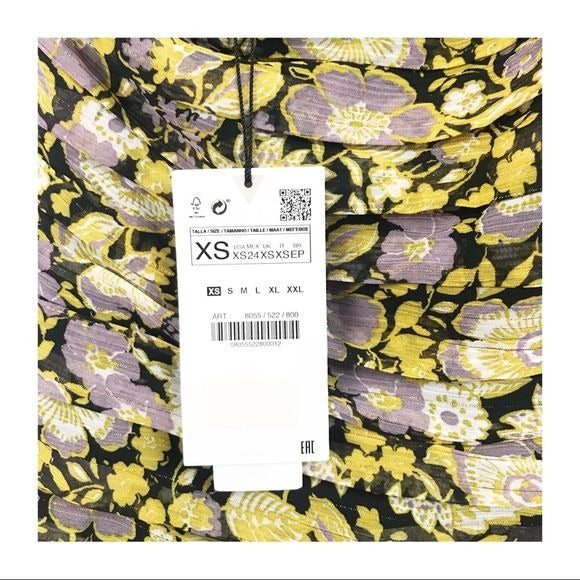 Zara NWT Floral Tiered One Shoulder Mini Dress Size XS