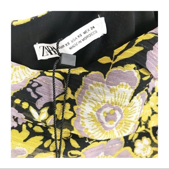 Zara NWT Floral Tiered One Shoulder Mini Dress Size XS
