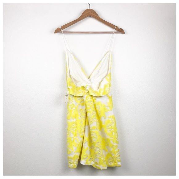NWT Anthropologie Maeve Strappy Lace Mini Dress in Yellow Size 10