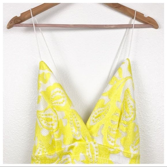 NWT Anthropologie Maeve Strappy Lace Mini Dress in Yellow Size 10