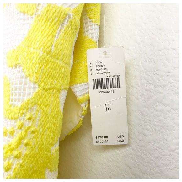 NWT Anthropologie Maeve Strappy Lace Mini Dress in Yellow Size 10