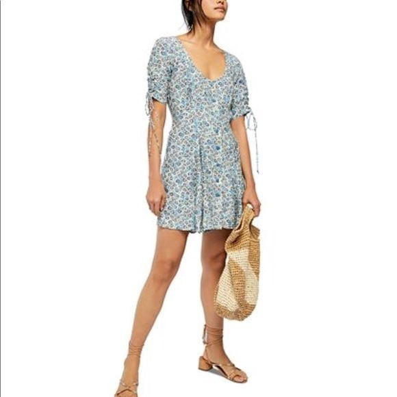 Free People Laced Up Mini Dress in Ivory Combo Size XS