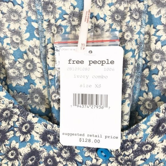 Free People Laced Up Mini Dress in Ivory Combo Size XS