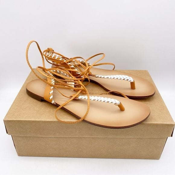 Anthropologie Tie Up Thong Sandals in Cedar/EU Size 40 US 9