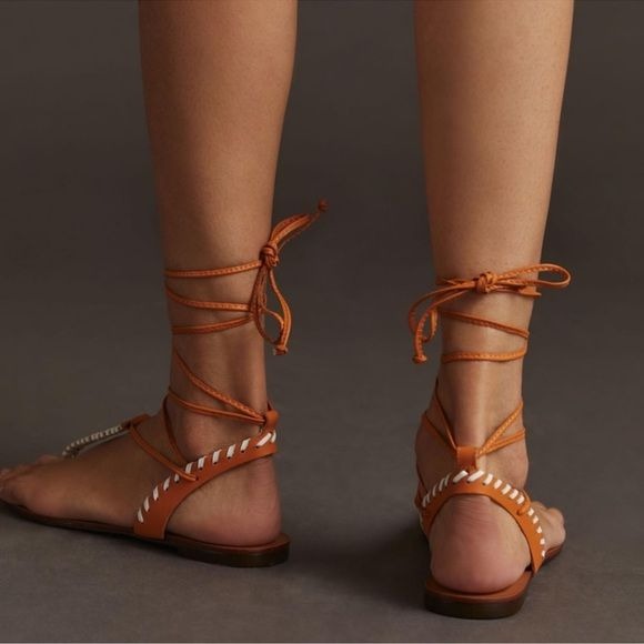 Anthropologie Tie Up Thong Sandals in Cedar/EU Size 40 US 9