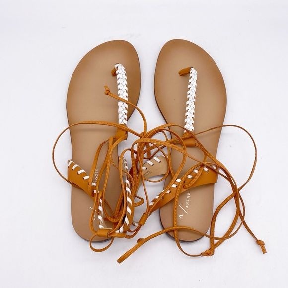Anthropologie Tie Up Thong Sandals in Cedar/EU Size 40 US 9