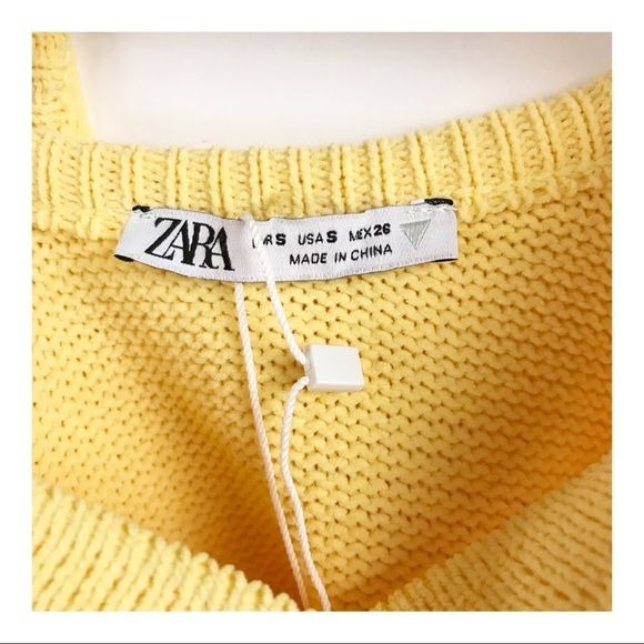 Zara NWT Yellow Knit Polo Dress with Cutwork Detail Size Small