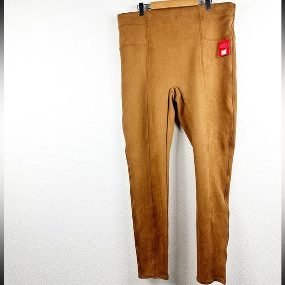 NWT Spanx Faux Suede Leggings in Rich Caramel Size 1X