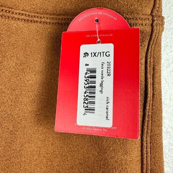 NWT Spanx Faux Suede Leggings in Rich Caramel Size 1X