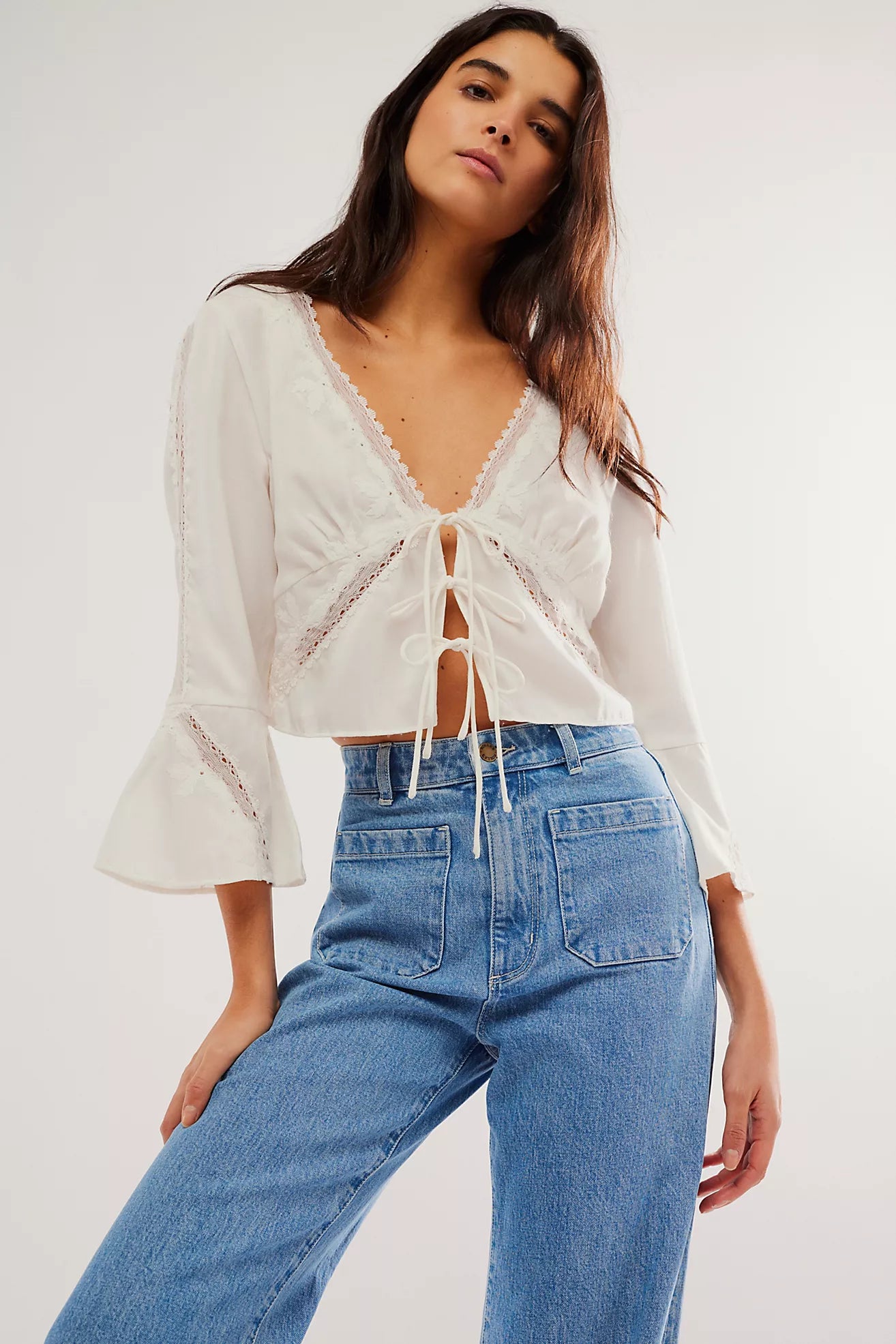 Rolla's Sailor High Rise Wide Leg Jeans in Mid Vintage Blue