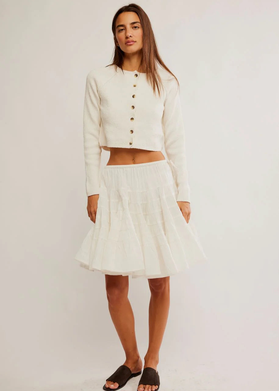 Free People Sydney Shrunken Cardi in Optic White