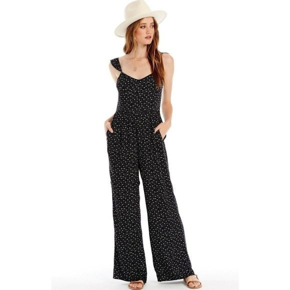 Saltwater Luxe Black Floral Jumpsuit Size XS