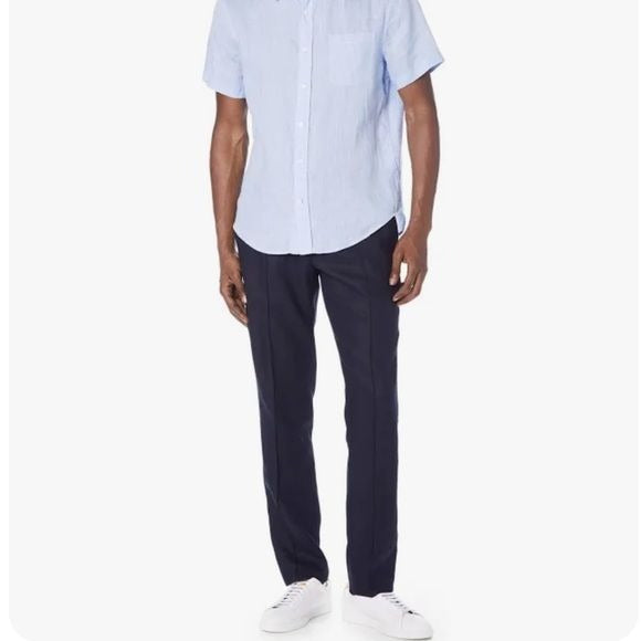 Vince Navy Drawstring Pintuck Track Pants in Coastal Blue Size Large