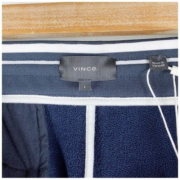 Vince Navy Drawstring Pintuck Track Pants in Coastal Blue Size Large