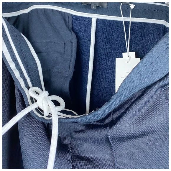Vince Navy Drawstring Pintuck Track Pants in Coastal Blue Size Large