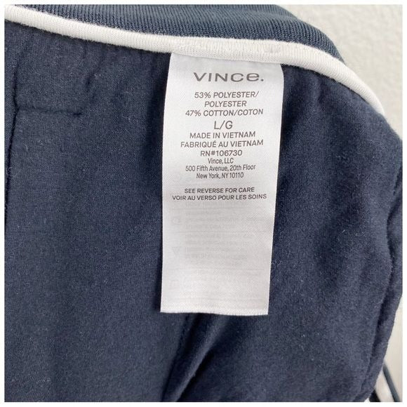 Vince Navy Drawstring Pintuck Track Pants in Coastal Blue Size Large