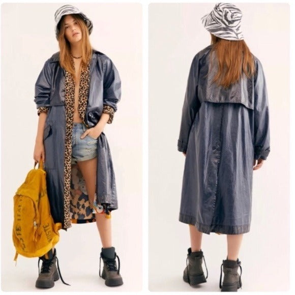 Free People Trinity High Shine Rain Coat Size XS