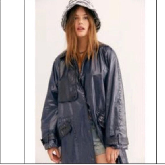 Free People Trinity High Shine Rain Coat Size XS