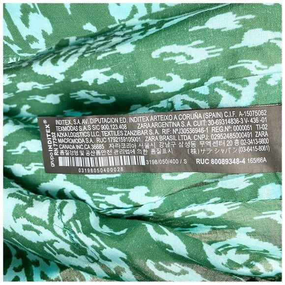 Zara Green & Blue Printed Pants Size Small