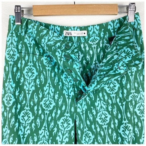Zara Green & Blue Printed Pants Size Small
