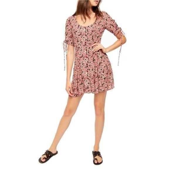Free People Laced Up Mini Dress in Black Combo Size XS
