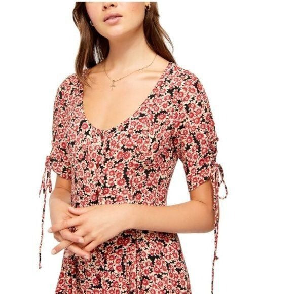 Free People Laced Up Mini Dress in Black Combo Size XS