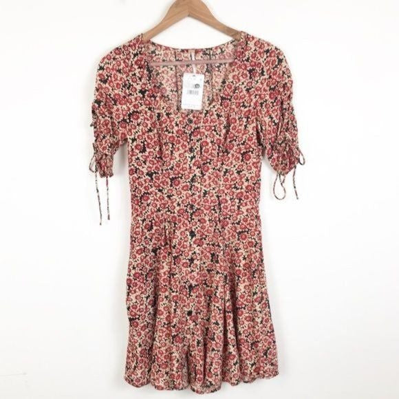 Free People Laced Up Mini Dress in Black Combo Size XS