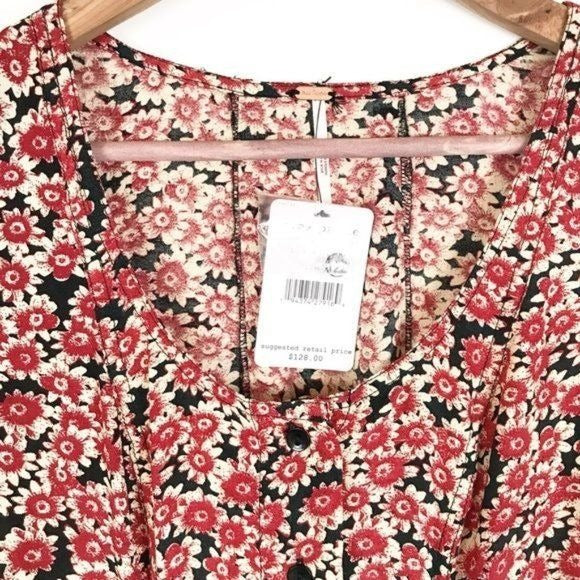 Free People Laced Up Mini Dress in Black Combo Size XS
