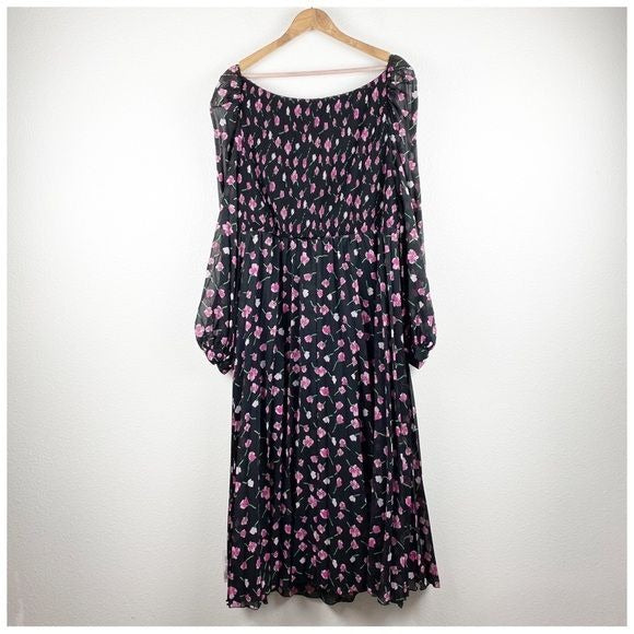 Asos NWT Maternity Square Neck Pleated Midi Dress in Floral Print Size 16