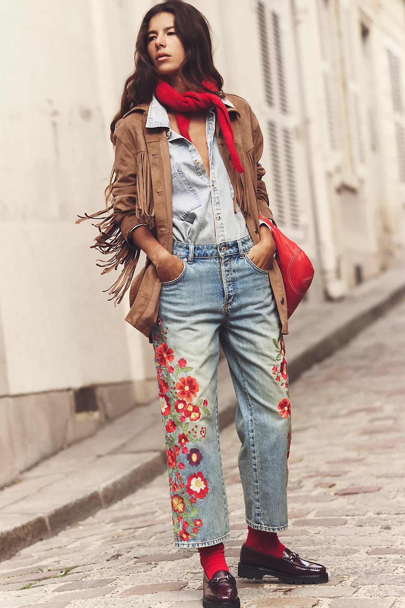 Free People We The Free Willow Floral Embroidered Jeans