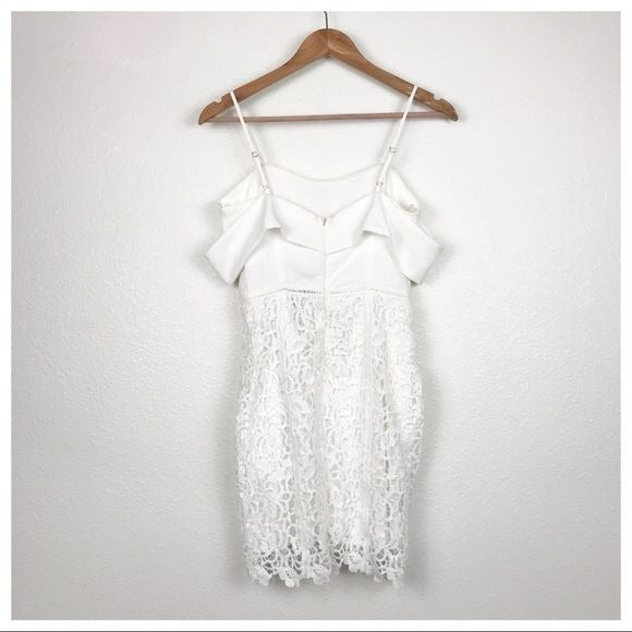 $$ J.O.A. NWT White Off the Shoulder Crochet Dress Size XS