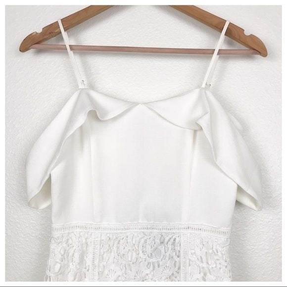 $$ J.O.A. NWT White Off the Shoulder Crochet Dress Size XS