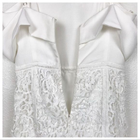 $$ J.O.A. NWT White Off the Shoulder Crochet Dress Size XS