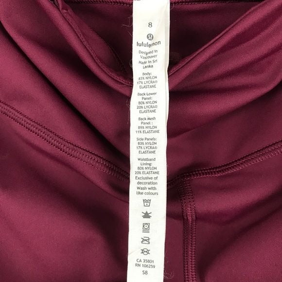 Lululemon Zip The Line Crop Leggings in Deep Ruby / Poppy Coral Size 8