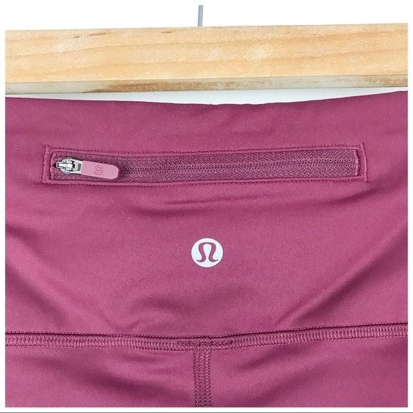 Lululemon Zip The Line Crop Leggings in Deep Ruby / Poppy Coral Size 8