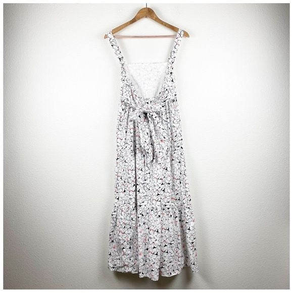 Zara White Floral Bow Tie Maxi Dress Size XS