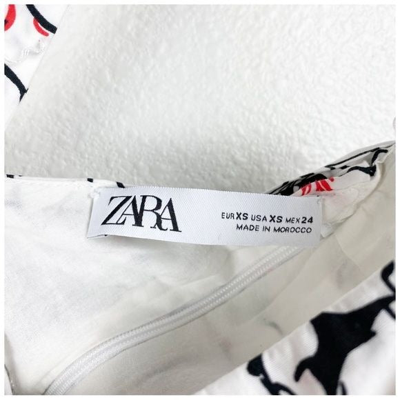 Zara White Floral Bow Tie Maxi Dress Size XS