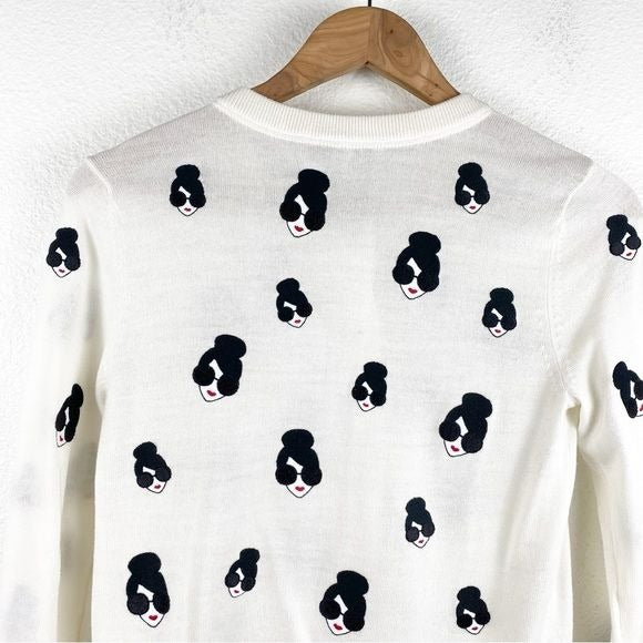 NWT Alice + Olivia Stacey Emoji Embroidered Cardigan Size Small