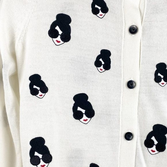 NWT Alice + Olivia Stacey Emoji Embroidered Cardigan Size Small
