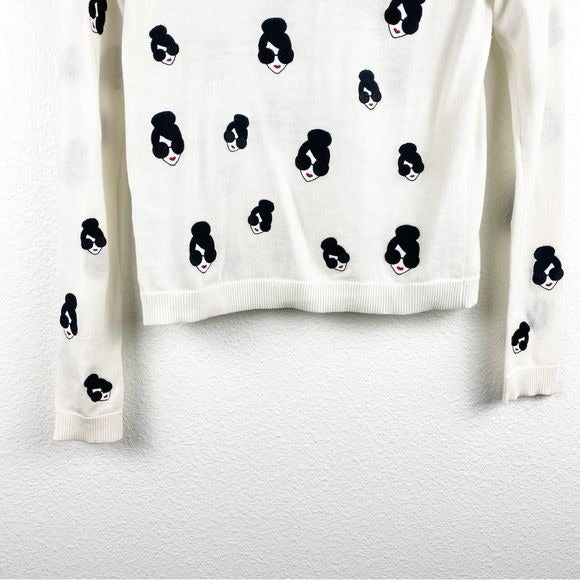 NWT Alice + Olivia Stacey Emoji Embroidered Cardigan Size Small