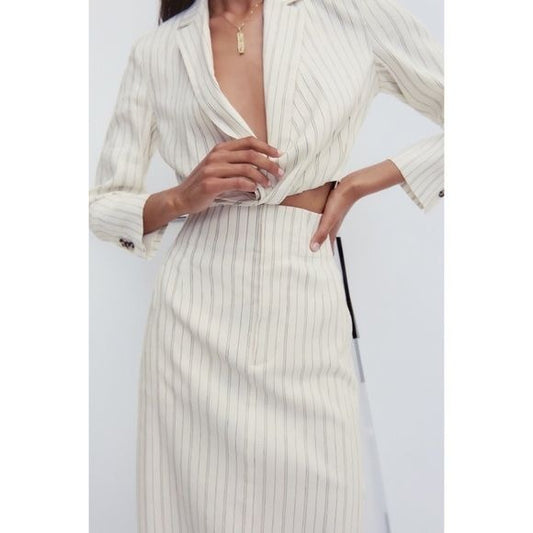 Zara NWT Cropped Striped Blazer Top Size XS