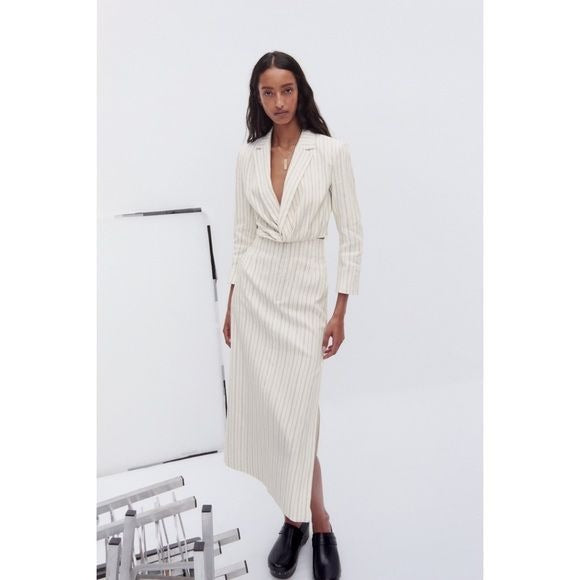 Zara NWT Cropped Striped Blazer Top Size XS