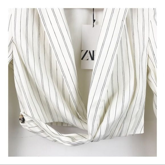 Zara NWT Cropped Striped Blazer Top Size XS